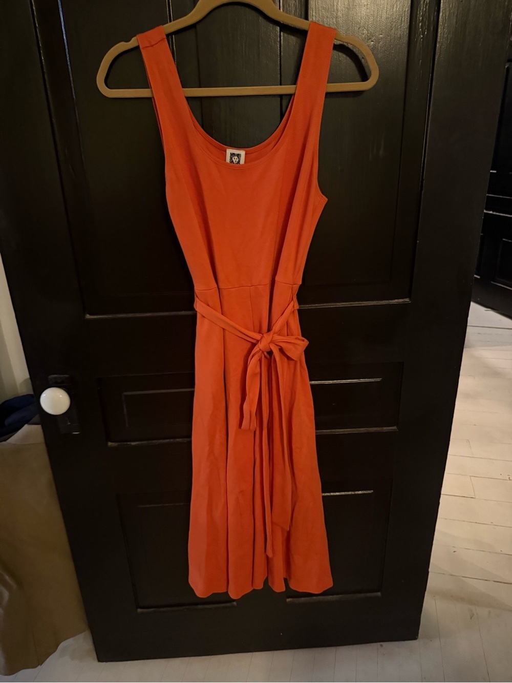Anne Klein Coral Tie-Waist Sleeveless Midi Dress